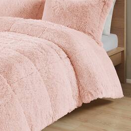 Hivvago - Twin/Twin XL Soft Sherpa Faux Fur 2-Piece Comforter Set - Pink Blush