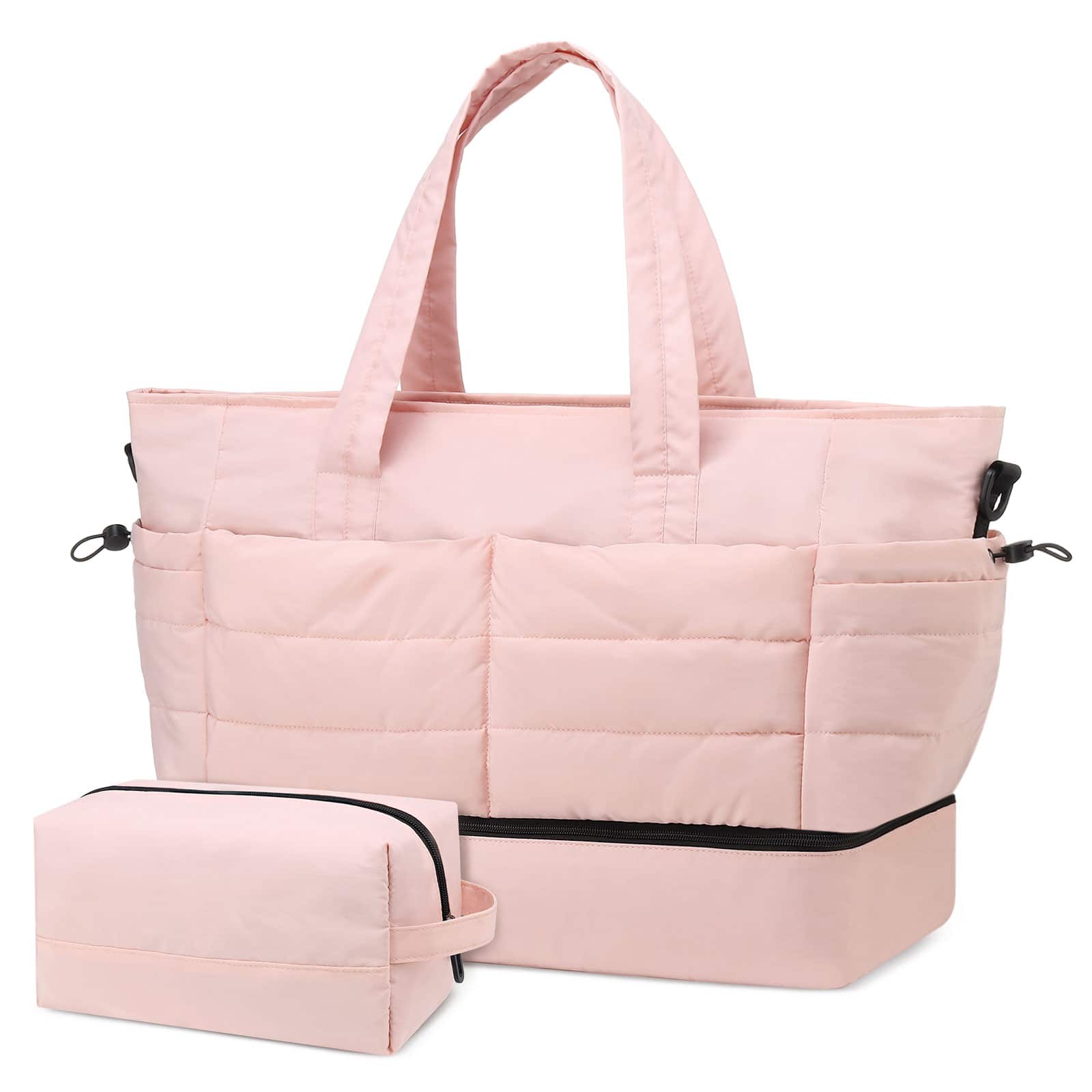 Unique Bargains - 50L Travel Duffel Bag for Women Weekender Carry on Bag with Shoe Compartment & Toiletry Bag Overnight Bag for Gym Trip - Pink