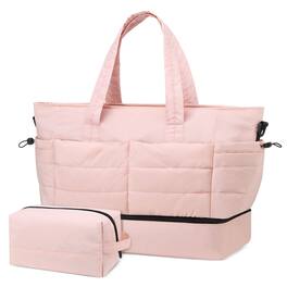 Unique Bargains - 50L Travel Duffel Bag for Women Weekender Carry on Bag with Shoe Compartment & Toiletry Bag Overnight Bag for Gym Trip - Pink