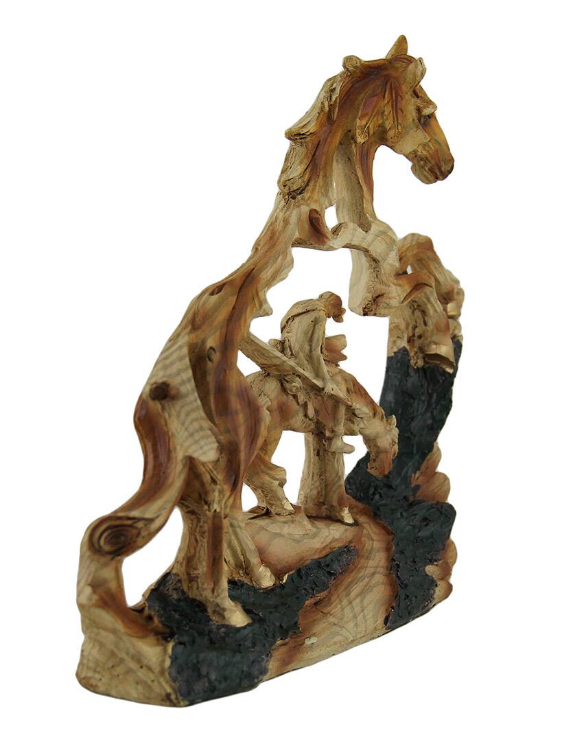 Alt View 1. Zeckos - Trail's End Decorative Faux Carved Wood Look Statue 7 in. - Brown.