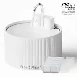 PawsPik - CeramiFlow Ceramic Battery-Operated Faucet Dog & Cat Water Fountain, 9-cup - White