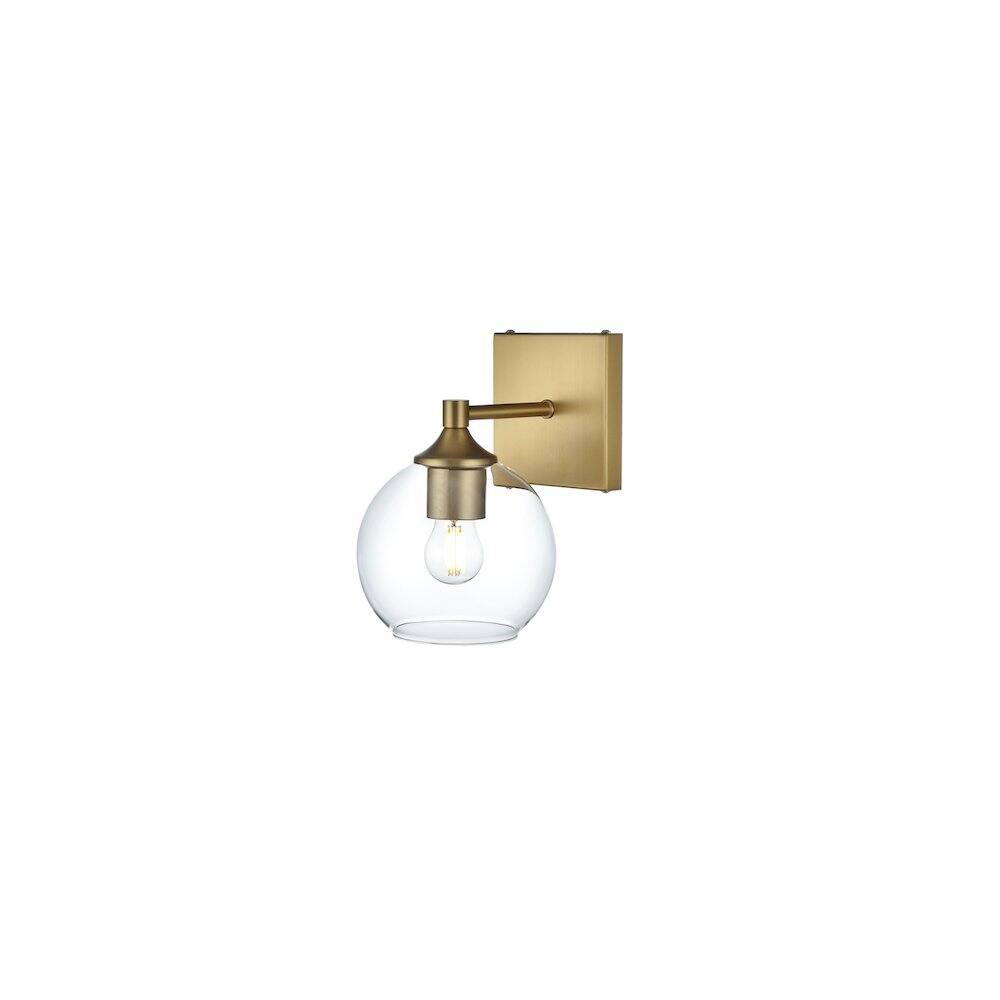Left. Living District - Eero 6 inch Wall Sconce in Satin Gold - Satin Gold And Clear.