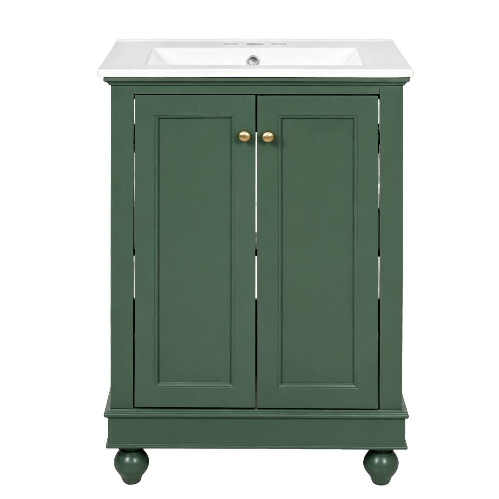 Alt View 6. Loheer - Loheer 24 inch Bathroom Vanity with Sink Green Modern Vanity Cabinet - Green.