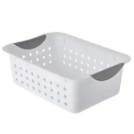 Sterilite - 16228012 Small Ultra Basket, White with Titanium Inserts
