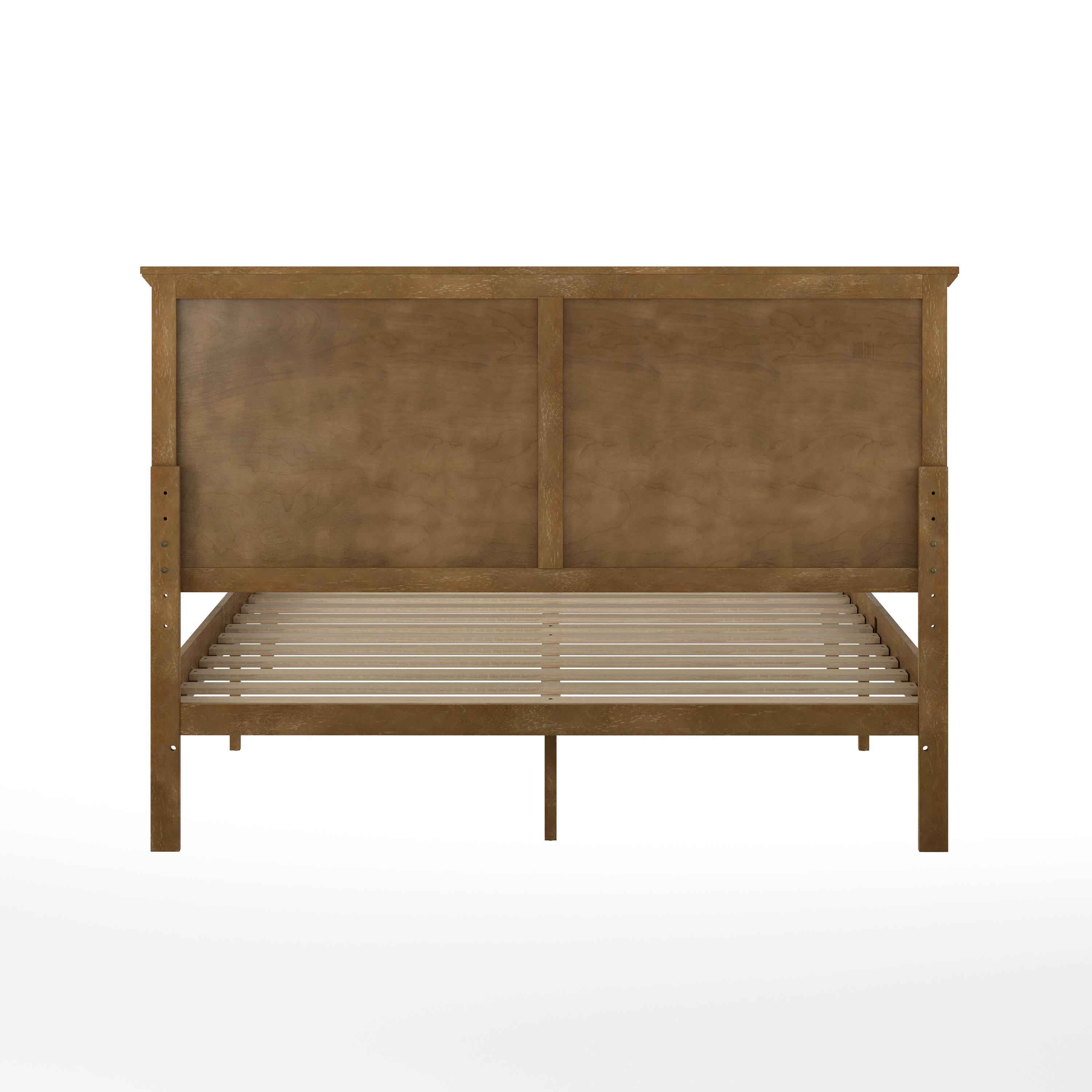 Back. Flash Furniture - Fiona Light Brown Queen Size Solid Wood Platform Bed Frame with Headboard, Footboard, and Slatted Bottom - Brown.