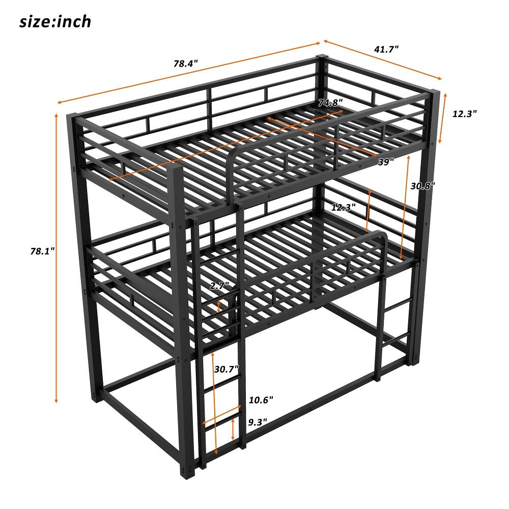 size:inch  
78.4"  
41.7"  
74.8"  
12.3"  
39"  
30.8"  
12.3"  
78.1"  
2.7"  
30.7"  
10.6"  
9.3"