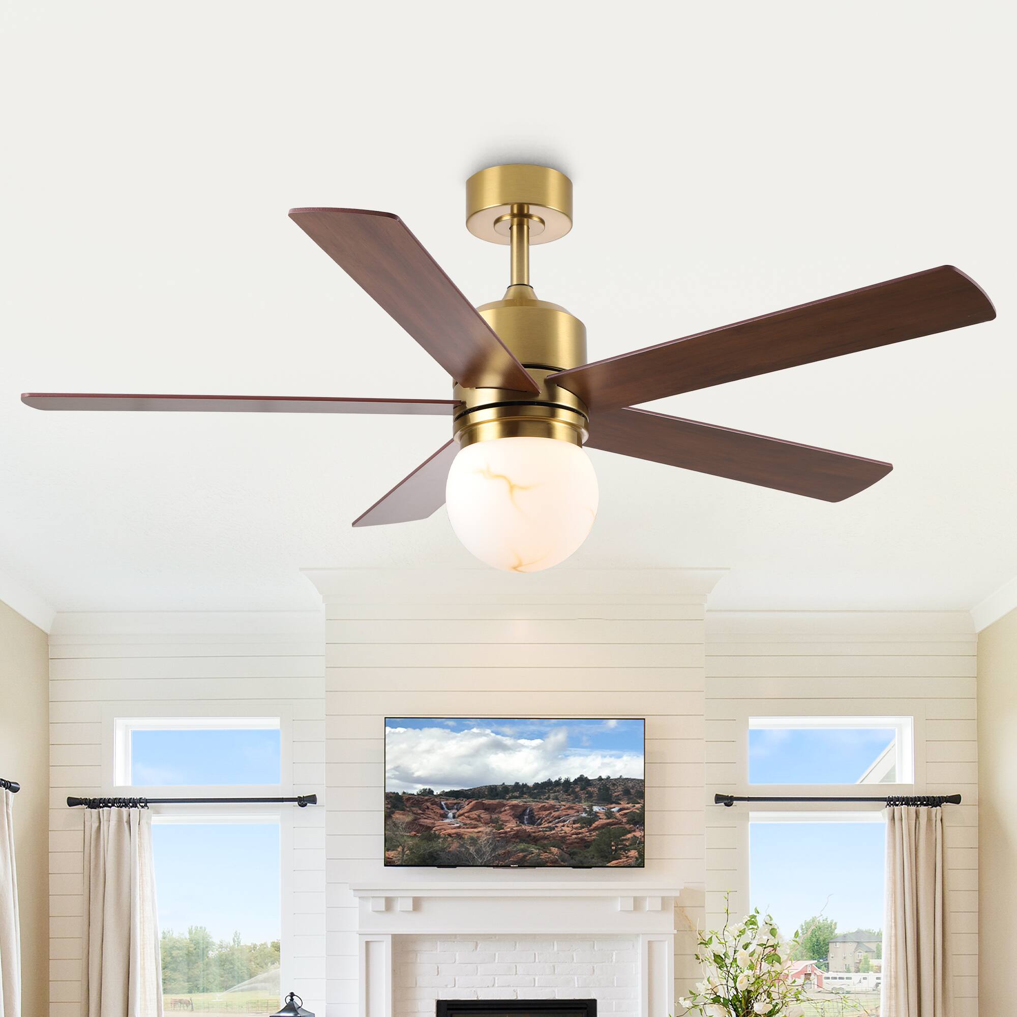 "Parrot Uncle - 52"" Ceiling Fan with 3CCT Dimmable LED Light and Remote - Gold" price history on PriceWatchPro