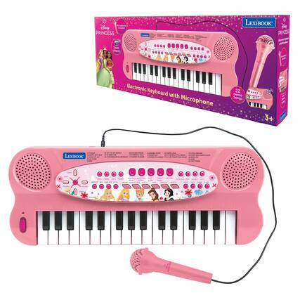 LexiBook Disney Princess Drum Electronic Keyboard with Microphone 22 Demo Songs 3+
