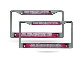 Rico Industries - New Mexico State Aggies Chrome Metal License Plate Frame - Set of 2 Frames - Multi