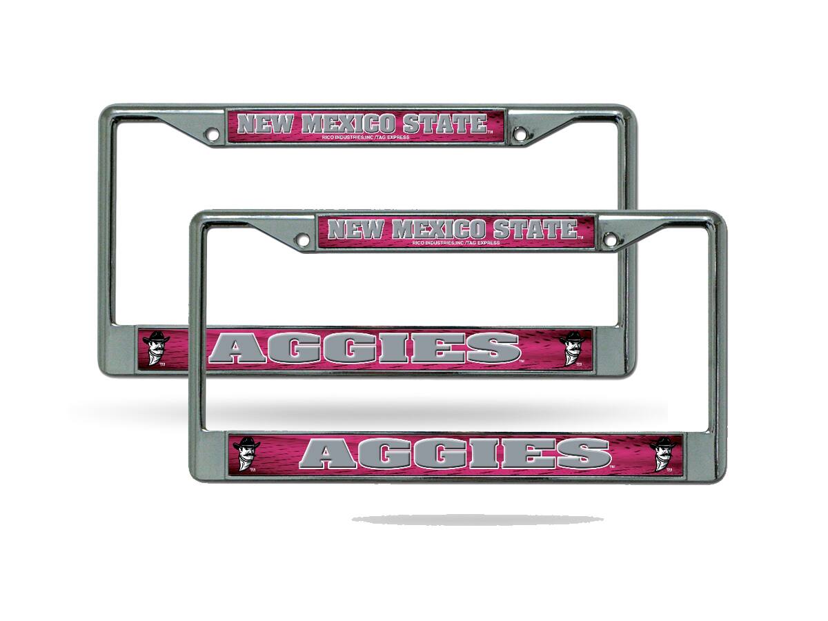 New Mexico State Aggies Chrome Metal License Plate Frame - Set of 2 Frames