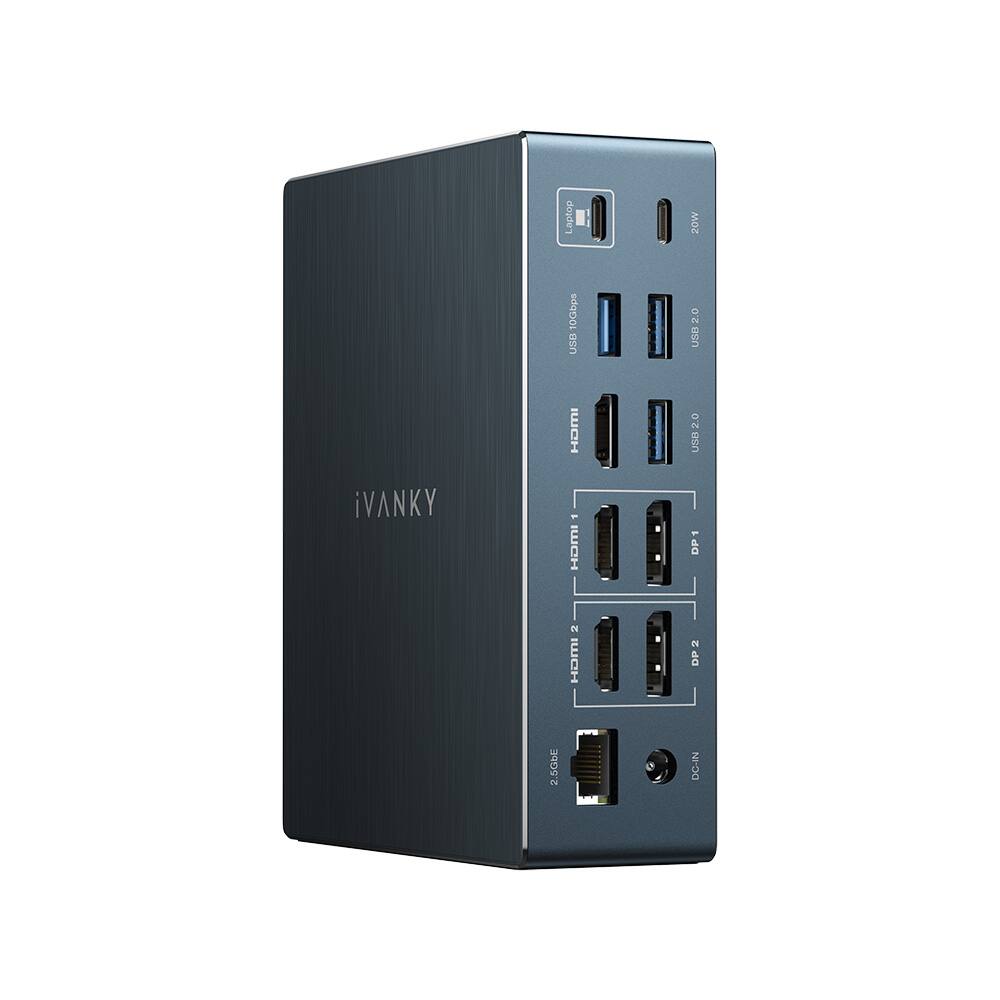 iVANKY - FusionDock 20 in 1 Triple 4K@60Hz DisplayLink Docking Station for MacBook Pro with 180W Power Adapter - Black