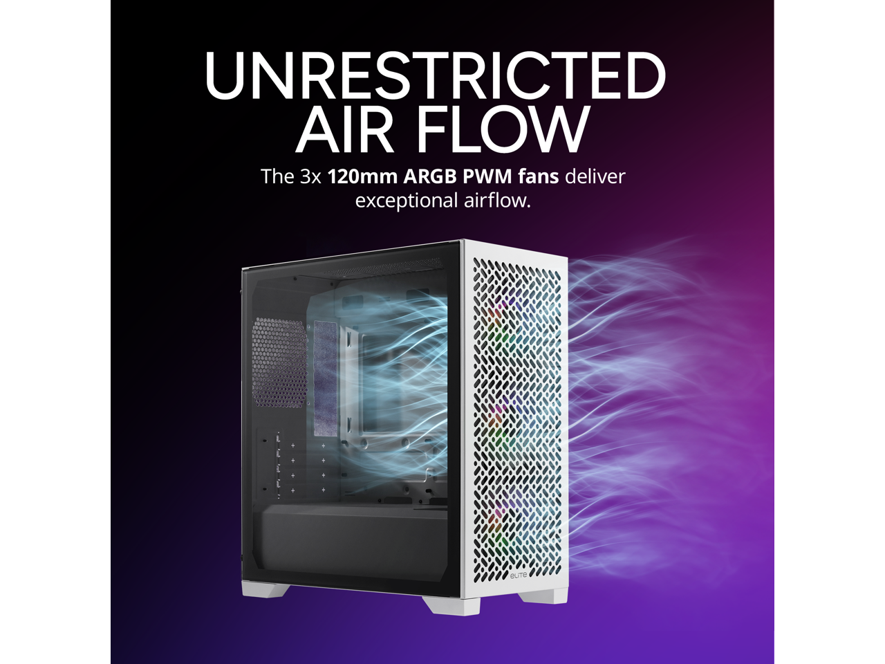UNRESTRICTED AIR FLOW

The 3x 120mm ARGB PWM fans deliver exceptional airflow.
