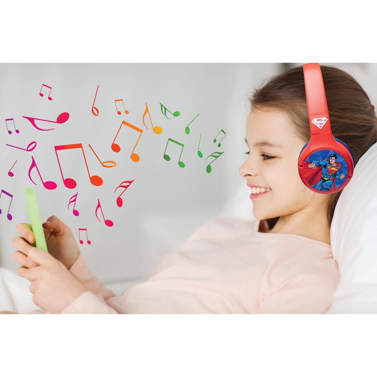 Alt View 5. Lexibook - 2 in 1 Bluetooth® and Wired comfort foldable Headphones with safe volume limitation Superman Design.