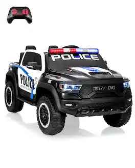 GARVEE - 12V Ride on Truck for Kid with Remote Control, Electric Car for Big Kid, All-Terrain Ride On Pickup Car with Dual Motors - Police