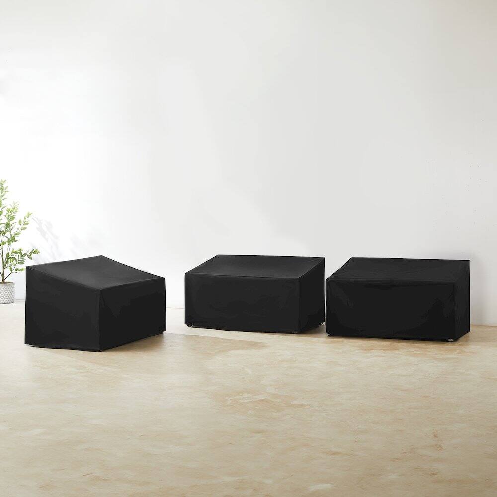 Alt View 8. Crosley Furniture - 3Pc Outdoor Sectional Furniture Cover Set - 3 Loveseats - Black.