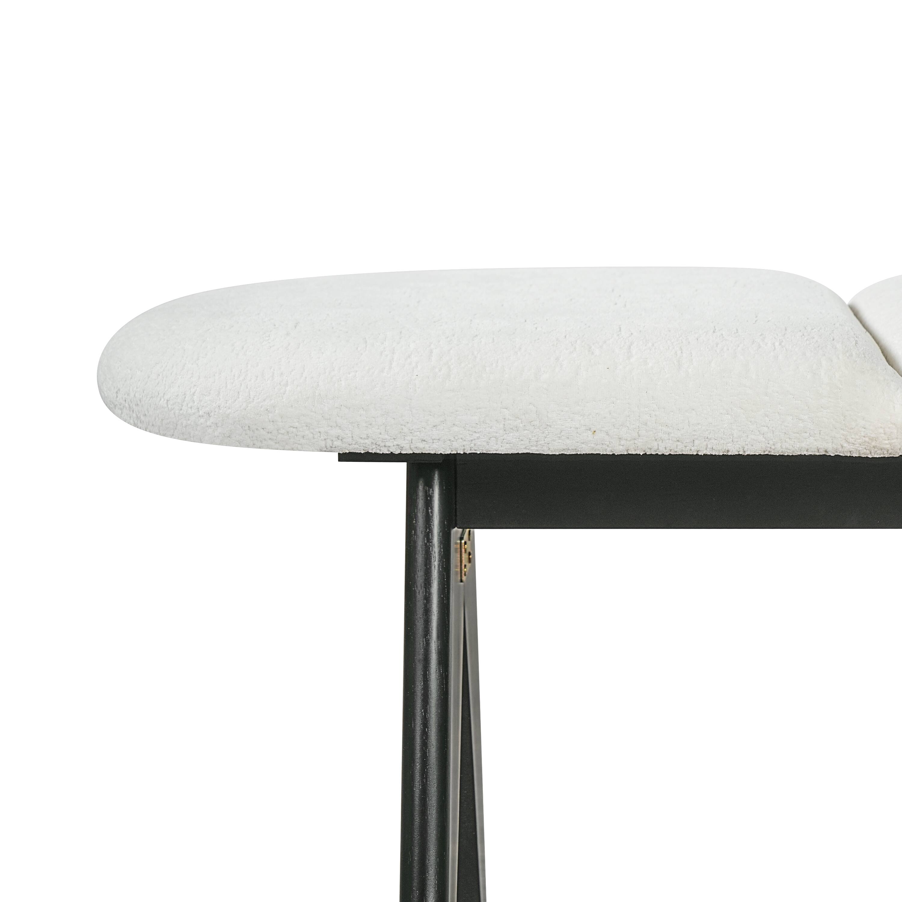 Alt View 4. Ropilly - Ropilly 53 Inch Upholstered Entryway Bench White Fabric Bedroom Bench with Black Wood Legs - White.
