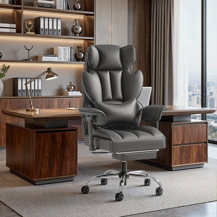 Back. Homall - High Back Ergonomic Executive Office Chair 500 lbs Capacity with Footrest Lumbar Support Reclining Adjustable Height - GRAY.