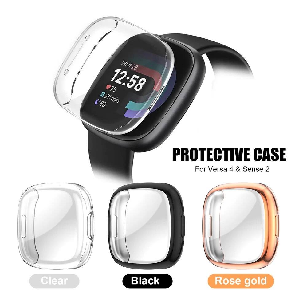 Wed 28  
12:58  
75  
20 min  
80  

PROTECTIVE CASE  
For Versa 4 & Sense 2  

Clear  
Black  
Rose gold