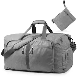Fosmon - Duffle Bag for Travel, 65L Duffel Bag, Foldable Duffle Bag Travel Bag Gym Bag Weekender Bag With Shoe Compartment - Gray
