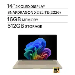 ASUS - Zenbook A14 14” OLED 2K Display - Snapdragon X2 Elite 2026 - 16GB Memory - 512GB Memory - Copilot+ PC - Zabriskie Beige