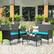 Alt View 4. Costway - Costway 4PCS Patio Rattan Furniture Set Cushioned Sofa Coffee Table Backyard - Turquoise.