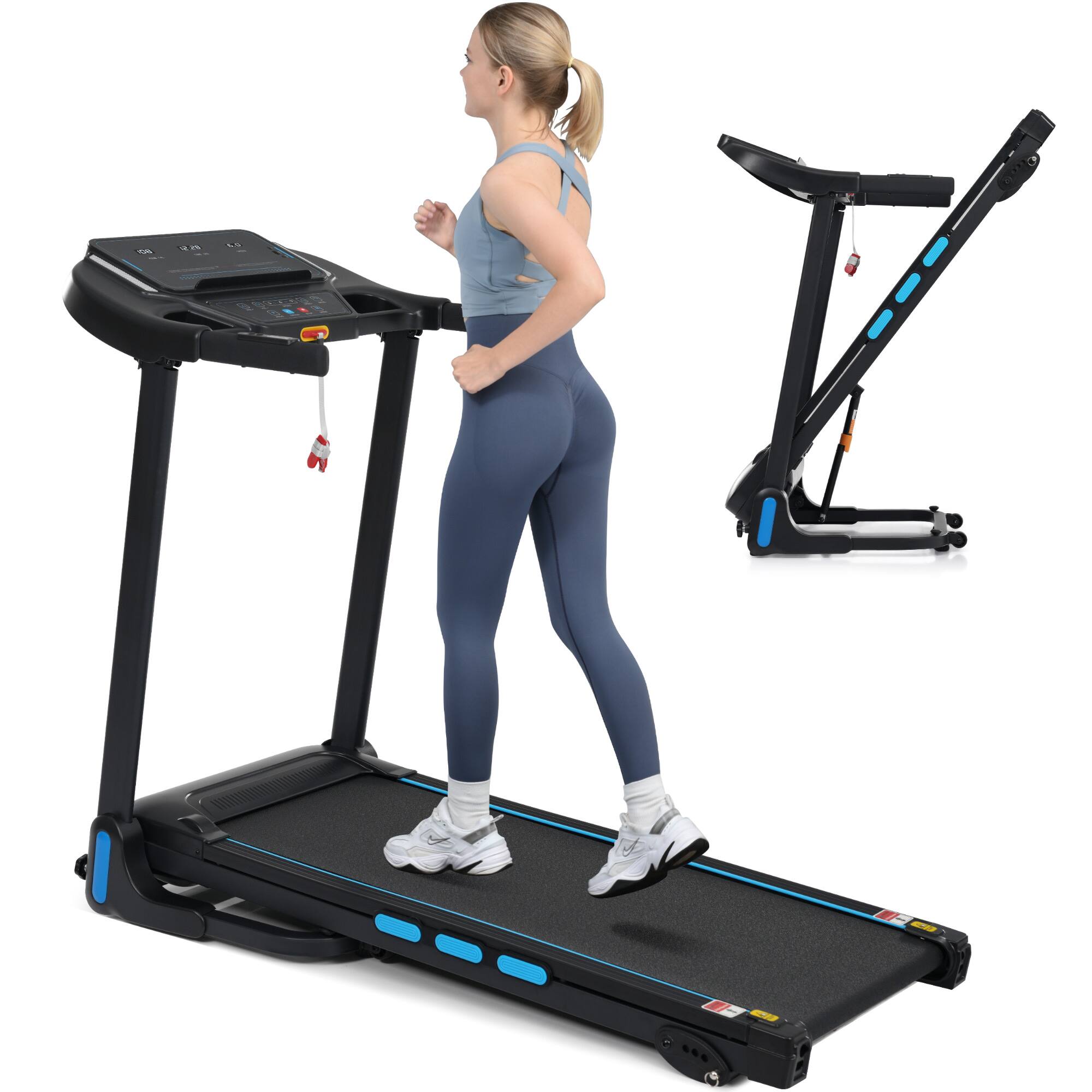 Front. ELEMENT ACE - 3.5HP Auto Foldable Incline 10MPH 350Lbs Capacity Electric Treadmill Heart Rate Sensors USB Charge Bluetooth Speaker - Black.
