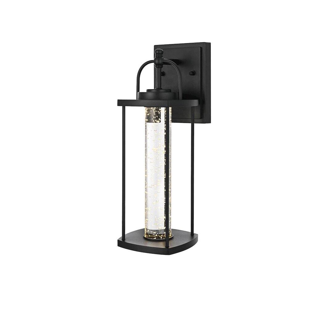 Angle. Elegant Lighting - Zev 15 inch LED Outdoor Wall sconce in Black - Black And Clear.