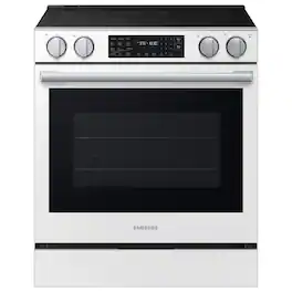Samsung - 6.3 cu. ft. Bespoke Smart Slide-In Electric Range with No Preheat Air Fry Max and True Convection - Fingerprint Resistant White