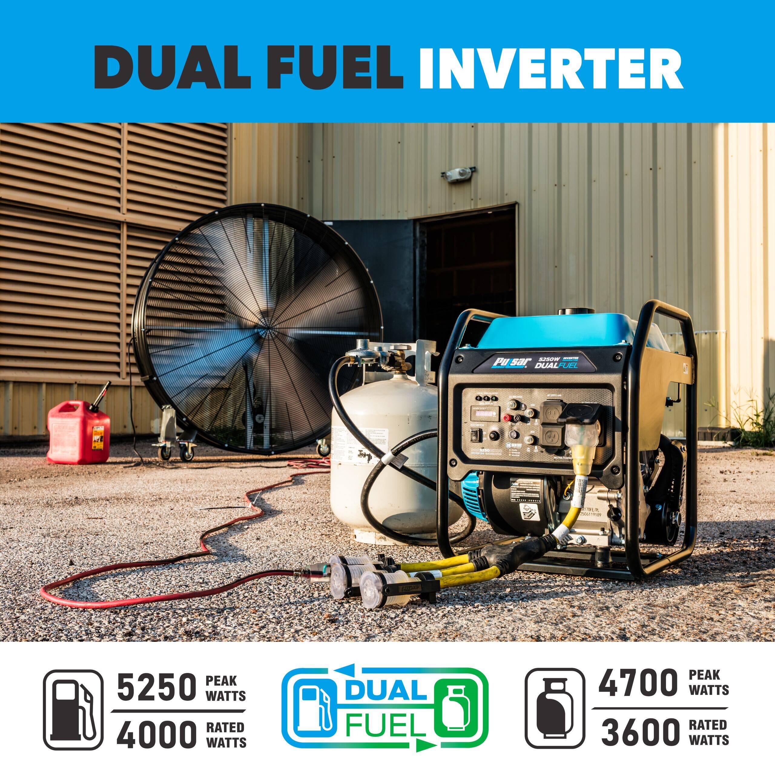 DUAL FUEL INVERTER

5250 PEAK WATTS  
4000 RATED WATTS

4700 PEAK WATTS  
3600 RATED WATTS