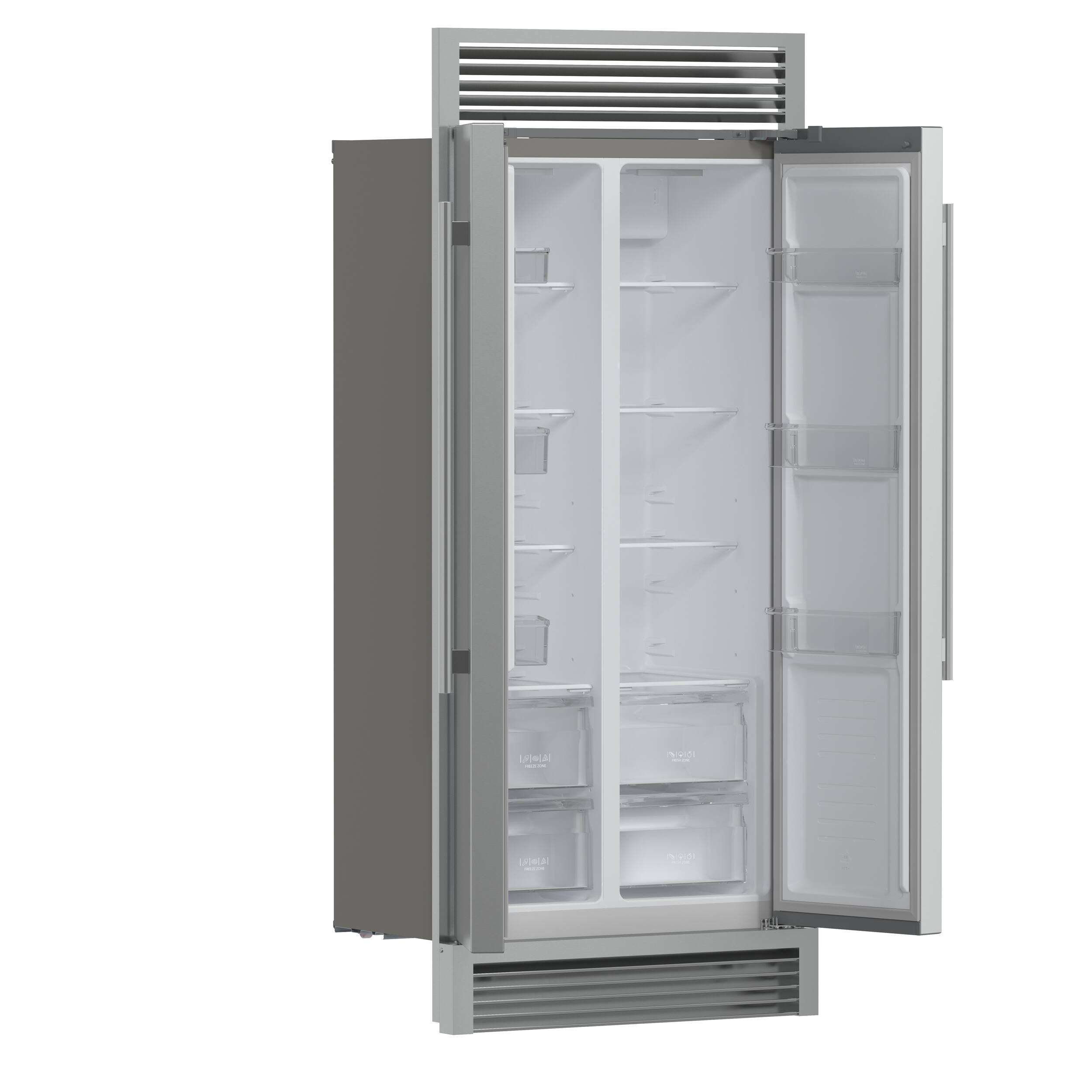 Alt View 3. Forno Appliances - Salerno 15.6 Cu. Ft. Side-by-Side Refrigerator with Decorative Grill Trim - Stainless Steel VCM.