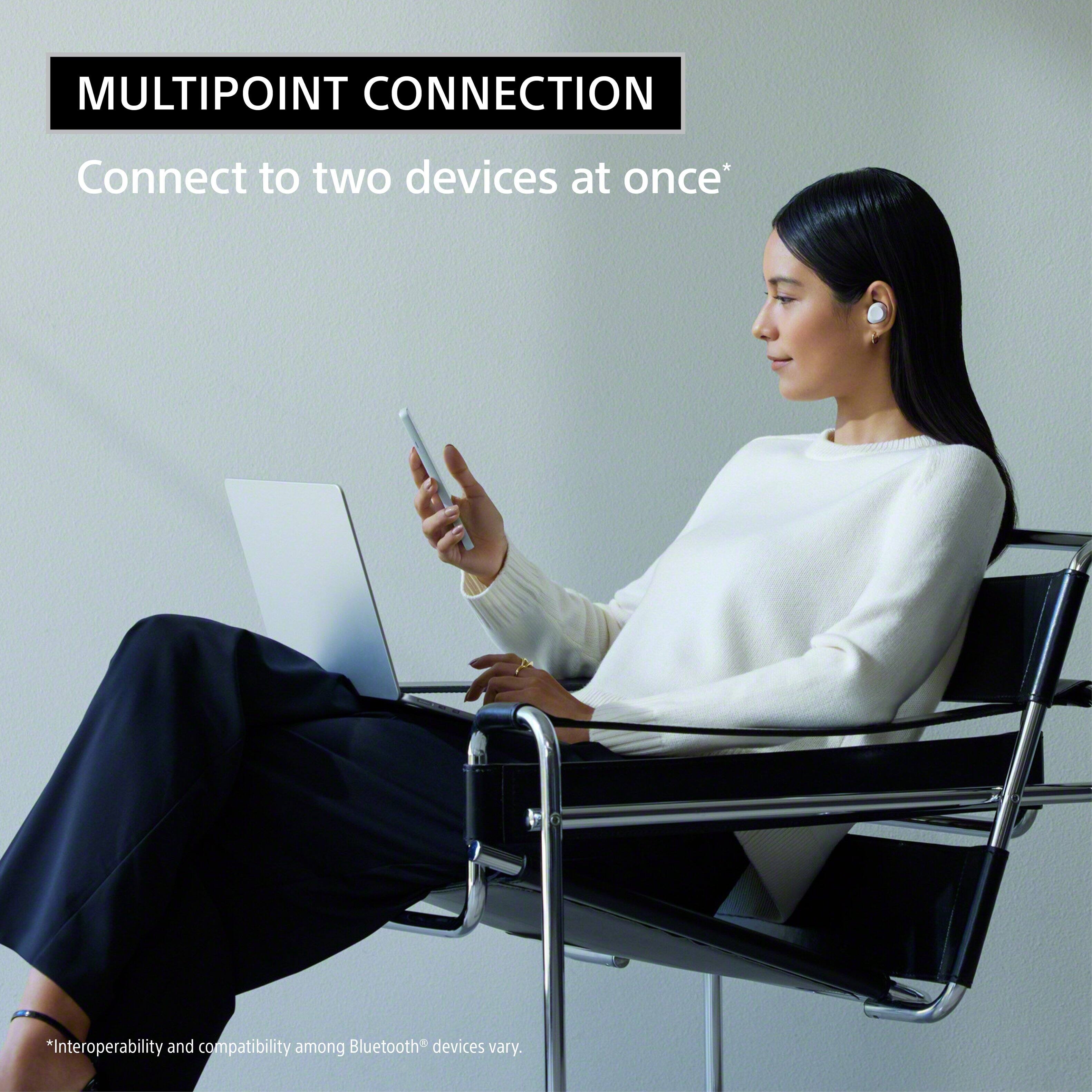 MULTIPOINT CONNECTION Connect to two devices at once. Interoperability and compatibility among Bluetooth devices vary.