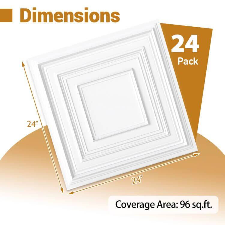 Dimensions: 24" x 24"  
Pack: 24  
Coverage Area: 96 sq.ft.
