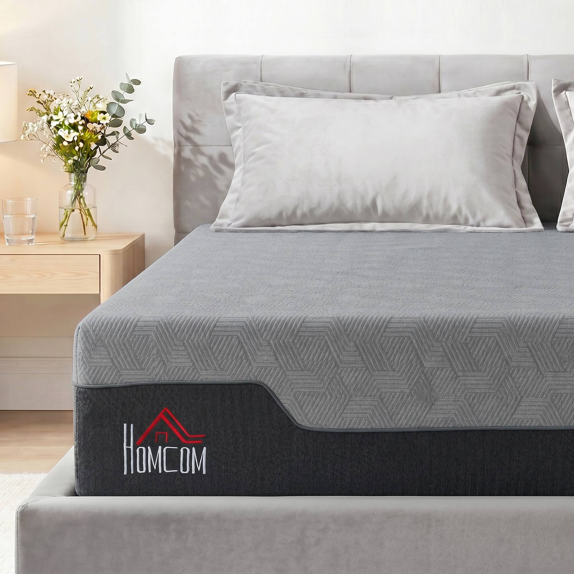 Alt View 1. Homcom - Mattress, 14 Inch Memory Foam Mattress for Pressure Relief, Graphene Gel Cooling Copper Bed in a Box - Gray.