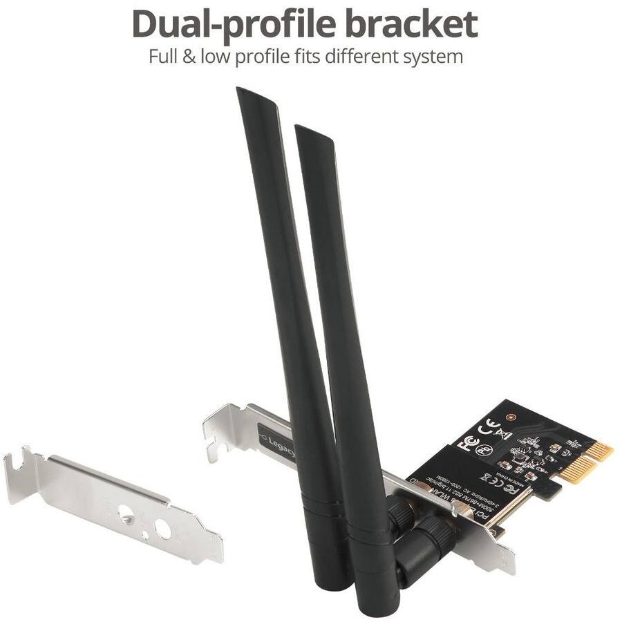 Dual-profile bracket  
Full & low profile fits different system  

Legacy x FC  
Tlhphi PRMEO  
FCCEZ  
noo_A WLAT 7M  
VOS 2 FC  
PC