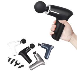 Cluzine - Portable Myofascial Massage Gun Deep Tissue Device with 4 Replaceable Massage Heads - Black