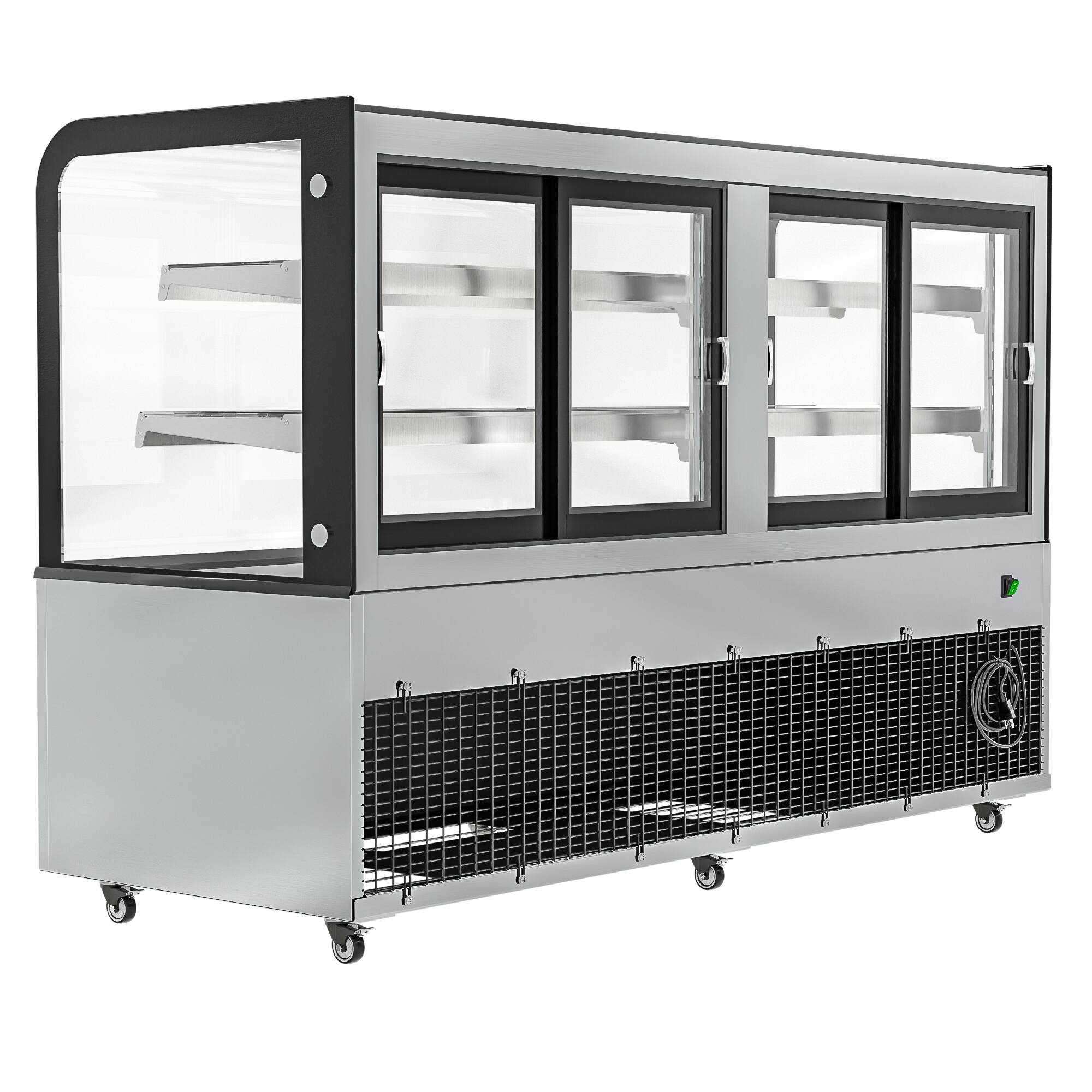 Alt View 4. Koolmore - 71 in. Dry Bakery Display Case with Front Curved Glass Protection, 20 cu ft. BDC-20C. - Black.