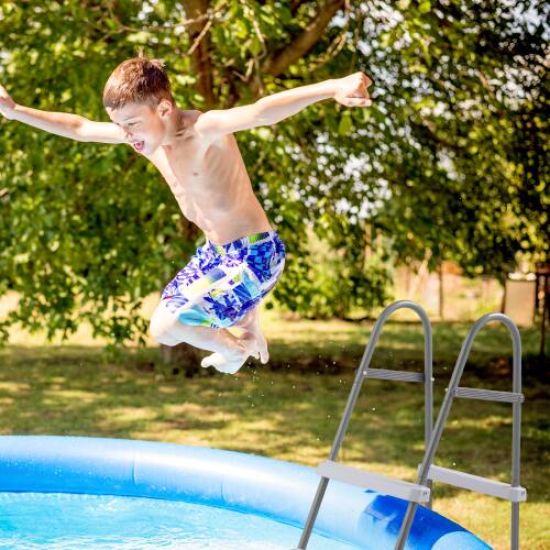 Alt View 8. Winado - 3-Step Swimming Pool Ladder Steel Frame 300lbs Capacity for Indoor Outdoor Above Ground Pools, Double-Sided Pool Stairs - Gray Frame & White Pedals.