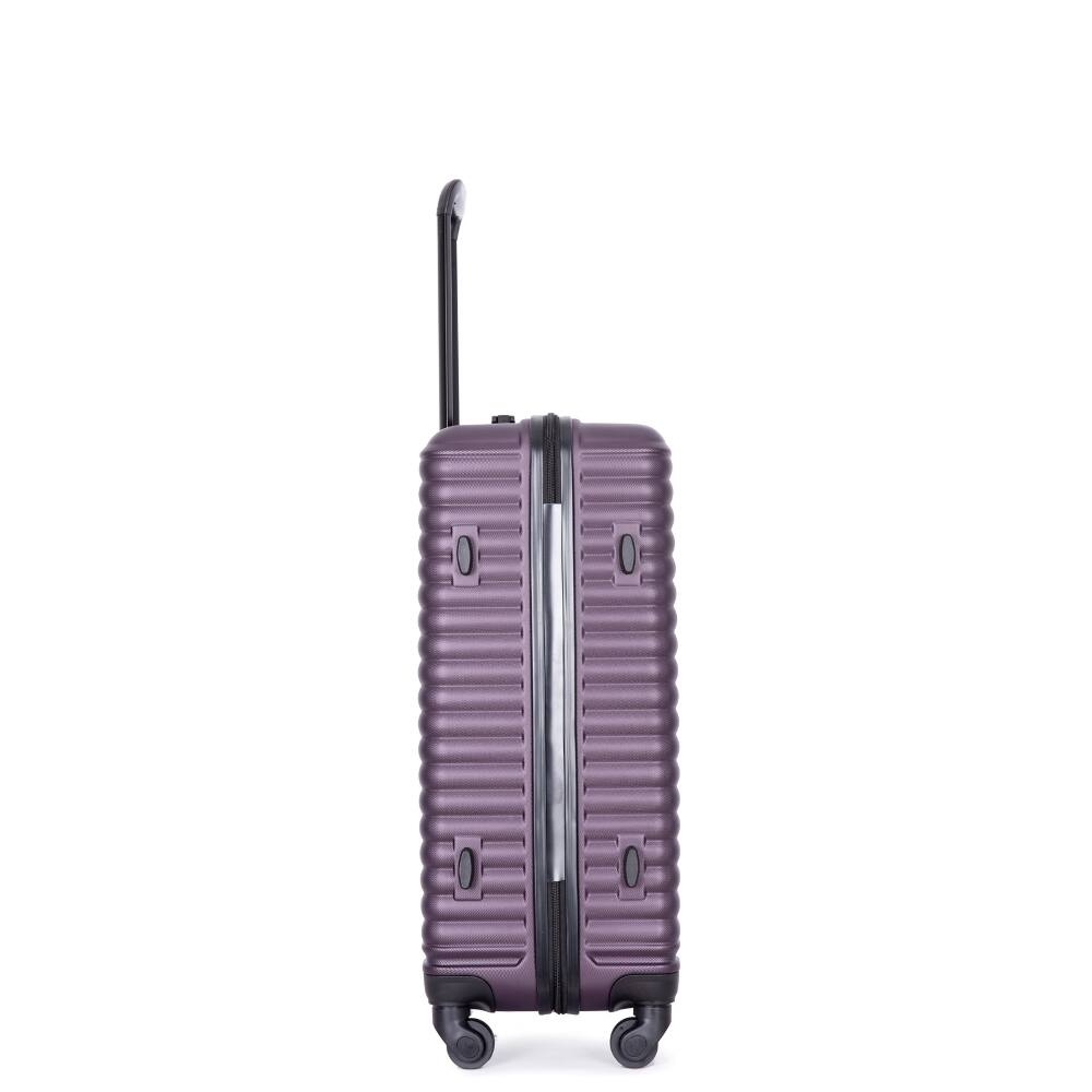 Alt View 3. Ropilly - Ropilly 3 Piece Luggage Set Purple ABS Hardshell Suitcase with Wheels - Purple.