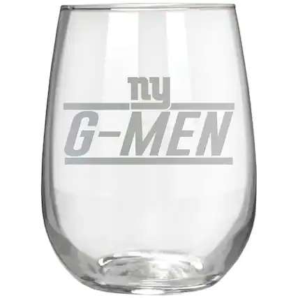 Front. Great American Products - New York Giants Etched 17oz. Rally Cry Stemless Wine Glass - Multicolor.