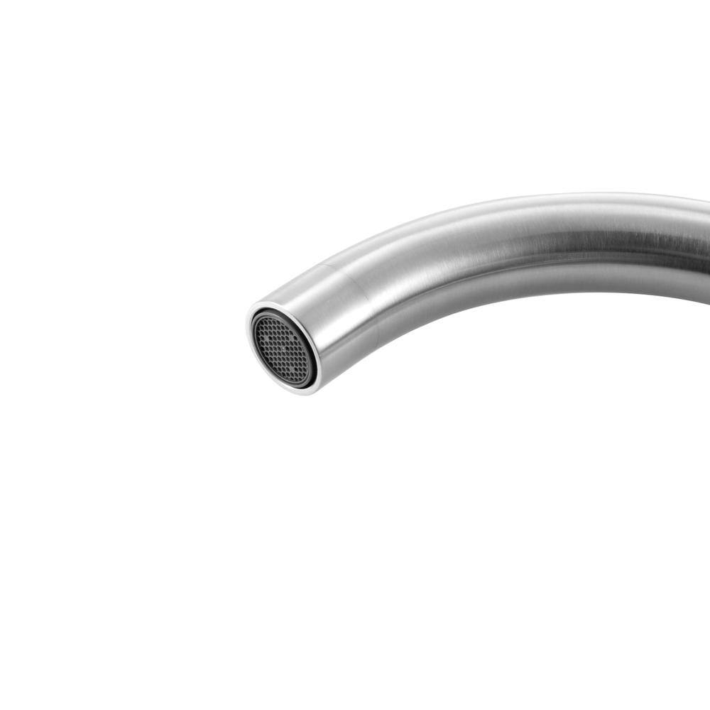 Left. Elegant Kitchen and Bath - Louis Single Hole Single Handle Bathroom Faucet in Brushed Nickel - Brushed Nickel.