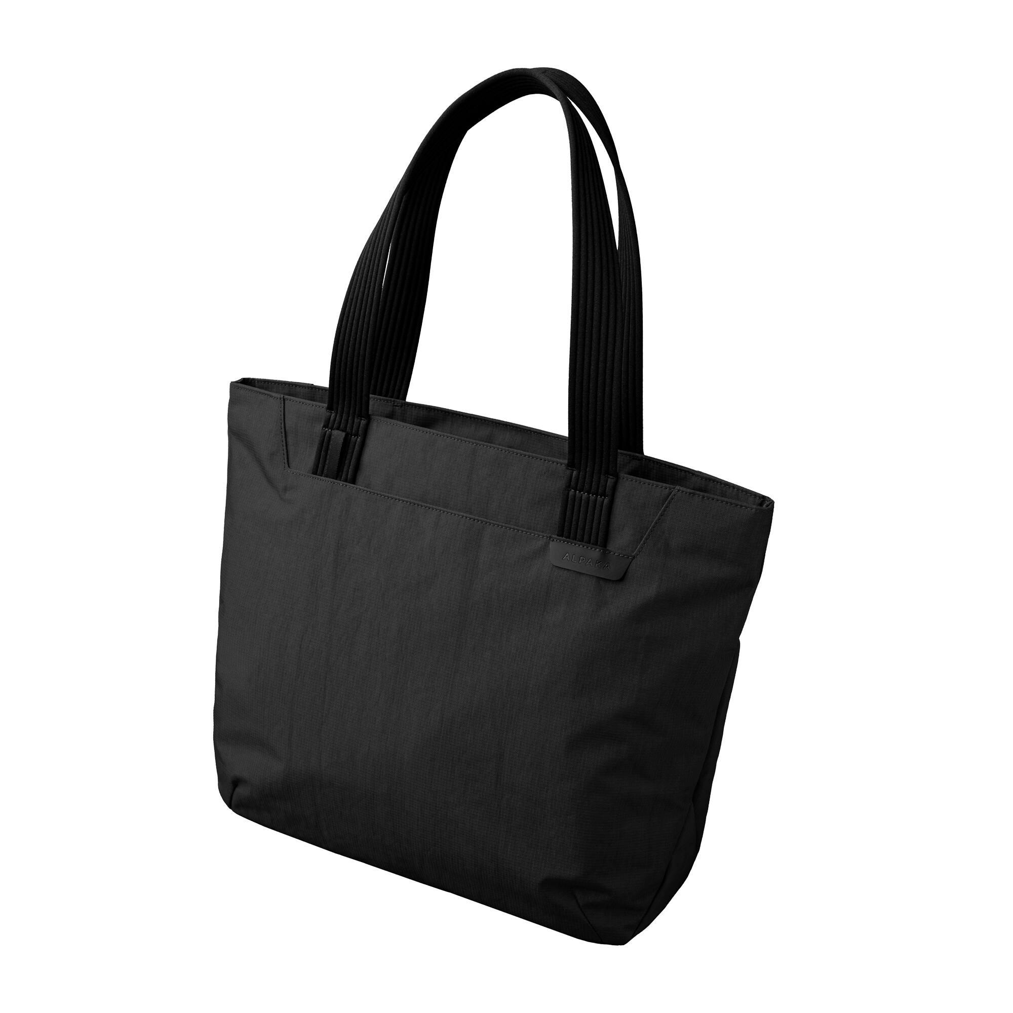 ALPAKA - Flight Tote (L) Laptop Tote Bag for Work, Large Tote Bag Fits 16" MacBook Pro, Water Bottle Pocket, Luggage Pass-Through - Black Axoflux 400D