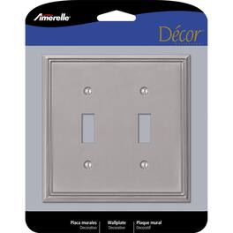 AMERELLE - Metro Brushed 2 gang Die-Cast Metal Toggle Wall Plate 1 pk - Nickel