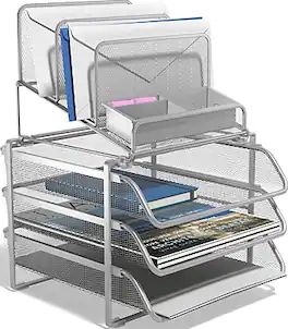 TRU RED - TRU RED™ All-In-One 10-Compartment Wire Mesh Compartment Storage, (TR57531) - Silver