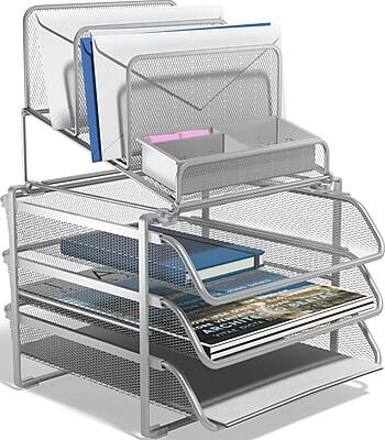 TRU RED - TRU RED™ All-In-One 10-Compartment Wire Mesh Compartment Storage, (TR57531) - Silver