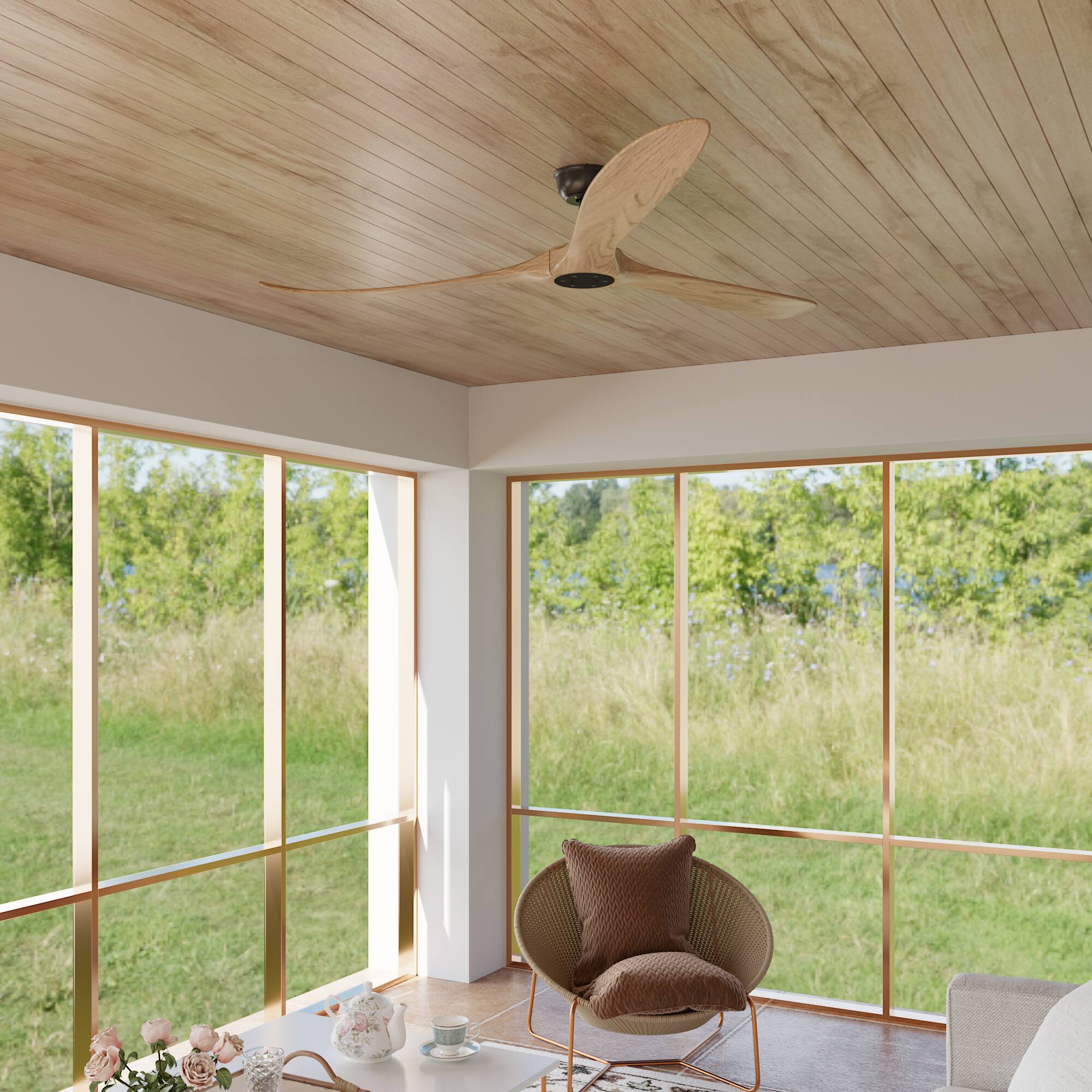 Alt View 10. Famapy - Famapy Solid Wood Ceiling Fan: Reversible, Quiet & All - Season Comfort - Wooden.