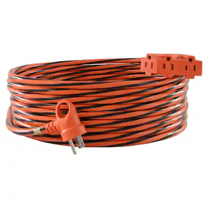 Front. Conntek - Indoor or Outdoor 50 ft. L Black/Orange Triple Outlet Cord 12/3 SJTW - Orange.