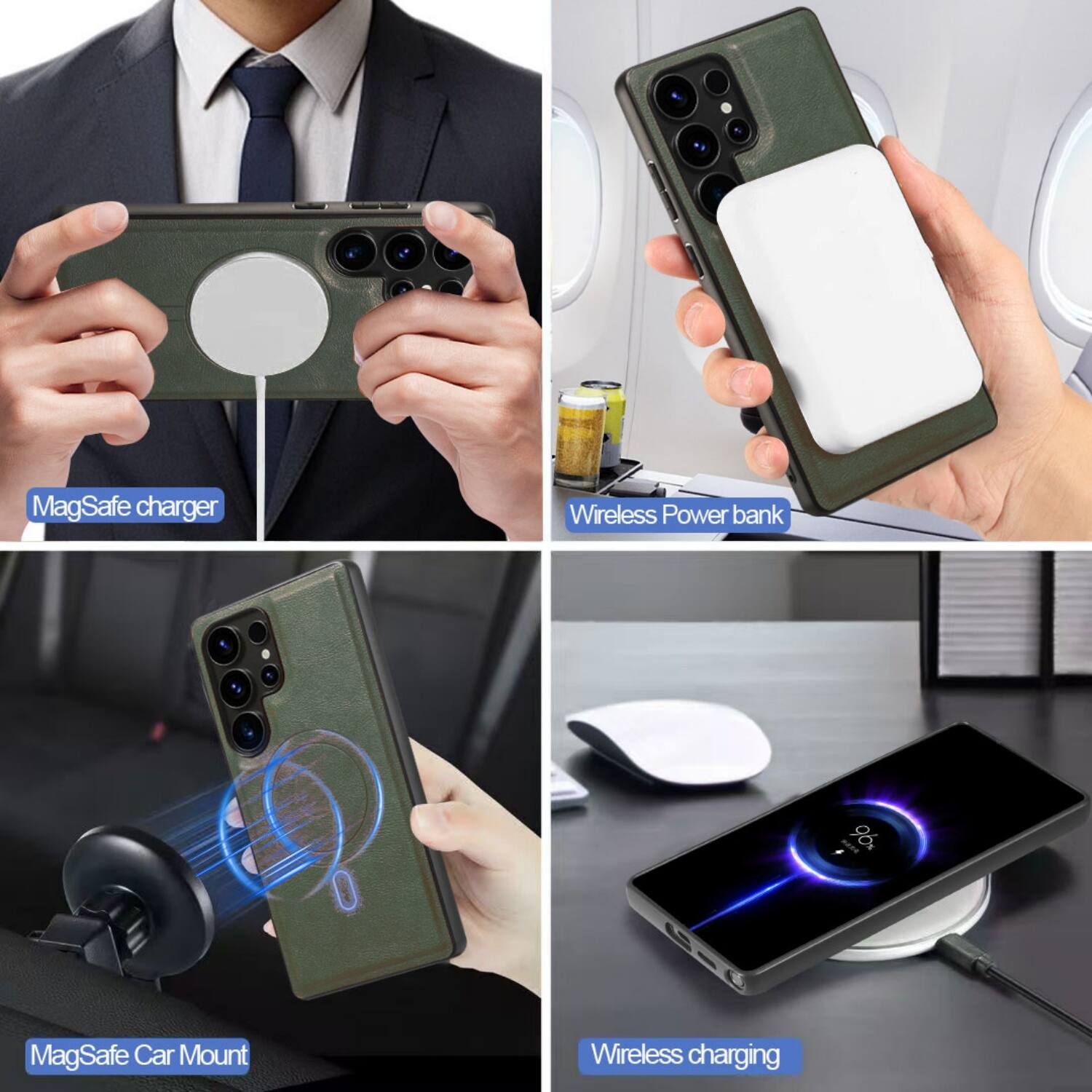 MagSafe charger  
Wireless Power bank  
MagSafe Car Mount  
Wireless charging