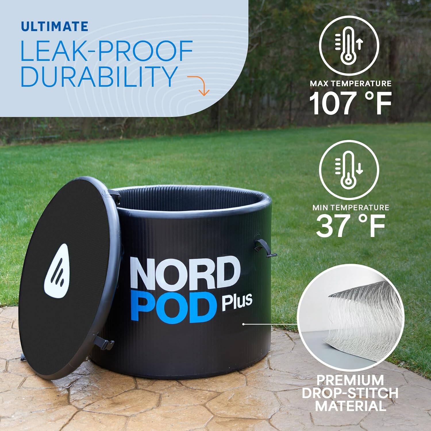 ULTIMATE LEAK-PROOF DURABILITY  
MAX TEMPERATURE 107°F  
MIN TEMPERATURE 37°F  
NORD POD Plus  
PREMIUM DROP-STITCH MATERIAL