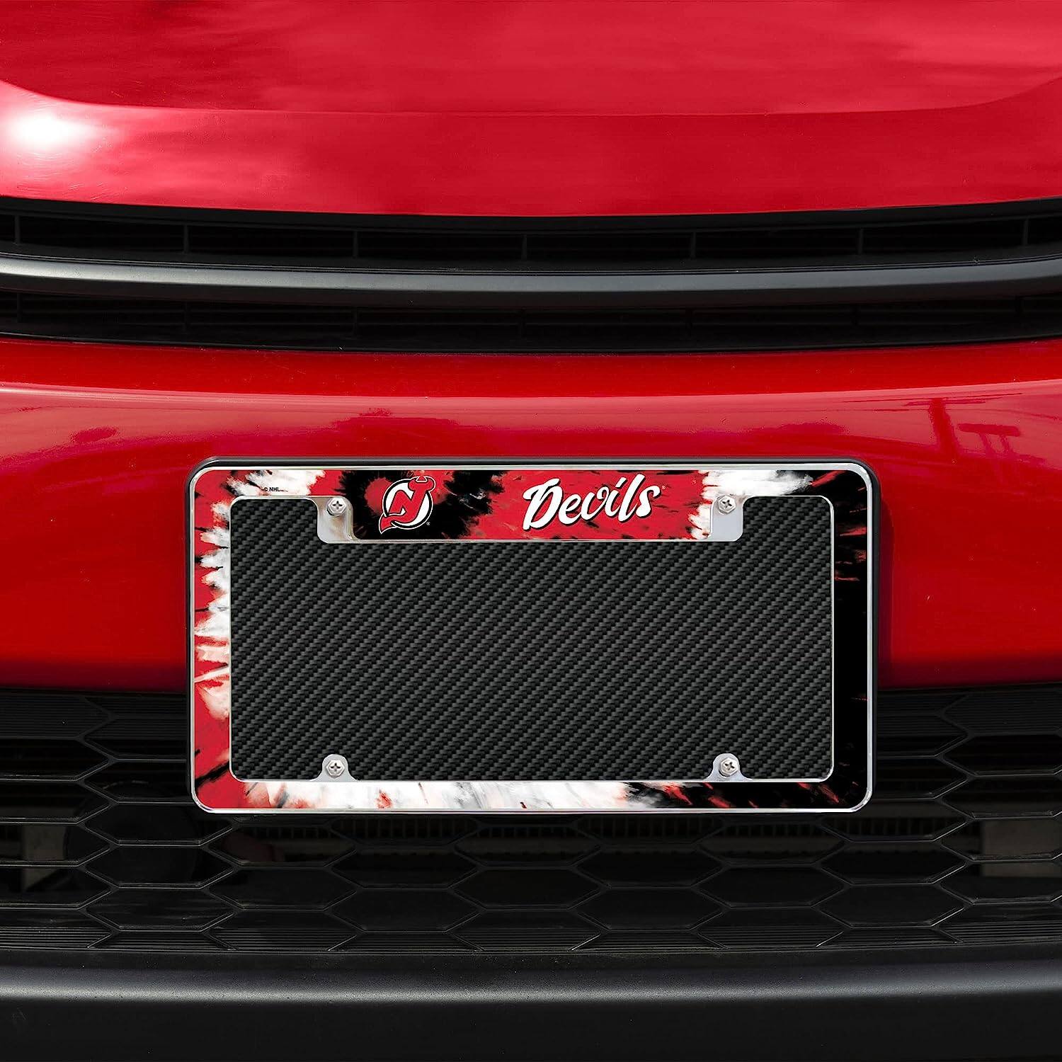 Alt View 2. Rico Industries - New Jersey Devils Chrome Metal License Plate Frame with Bold Tie Dye Design - Multi.