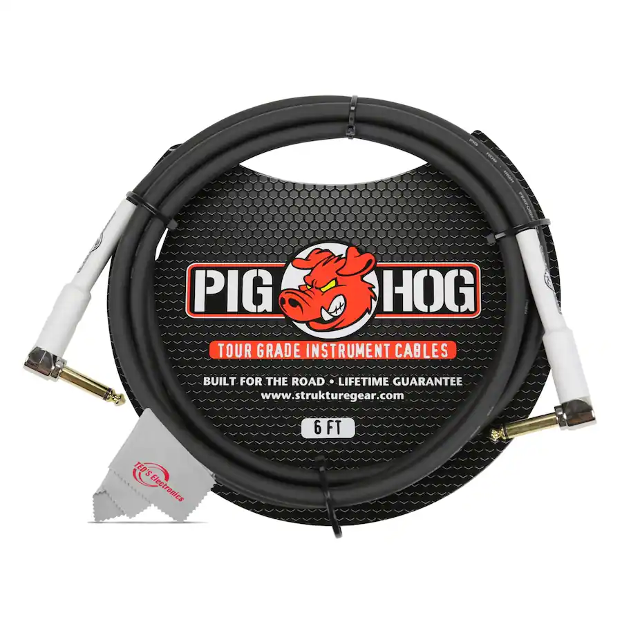 Pig Hog 6 ft Instrument Cable 1/4 1/4 Inch Right Angle PH6RR 3 Units ...